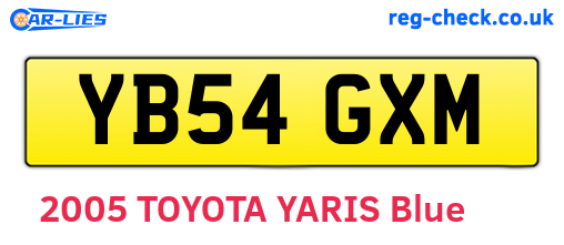 YB54GXM are the vehicle registration plates.