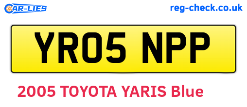 YR05NPP are the vehicle registration plates.