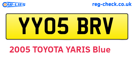 YY05BRV are the vehicle registration plates.