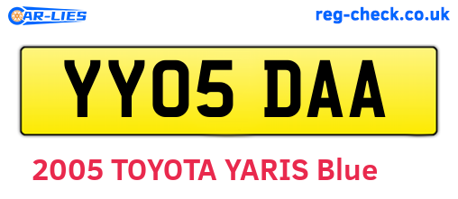 YY05DAA are the vehicle registration plates.