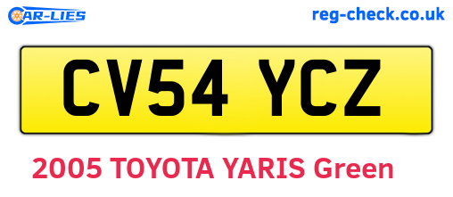 CV54YCZ are the vehicle registration plates.