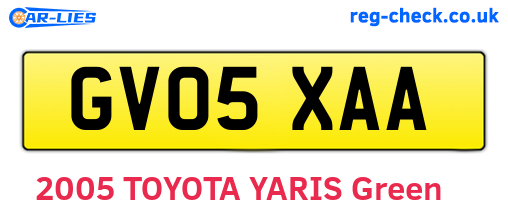GV05XAA are the vehicle registration plates.