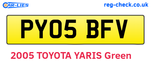 PY05BFV are the vehicle registration plates.