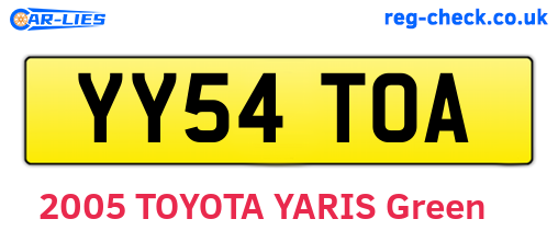 YY54TOA are the vehicle registration plates.