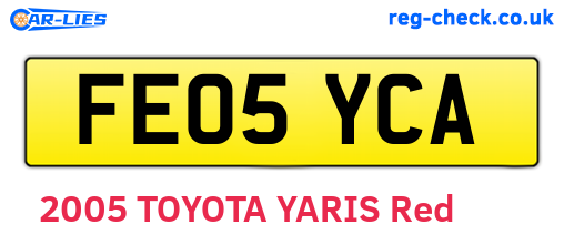 FE05YCA are the vehicle registration plates.