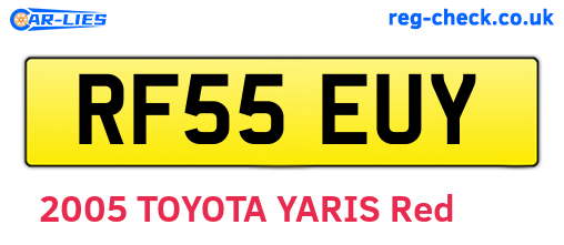 RF55EUY are the vehicle registration plates.