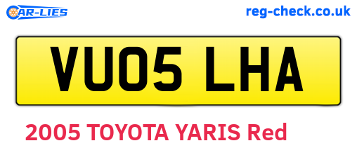 VU05LHA are the vehicle registration plates.