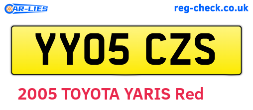 YY05CZS are the vehicle registration plates.