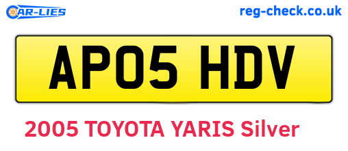 AP05HDV are the vehicle registration plates.