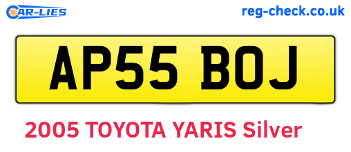 AP55BOJ are the vehicle registration plates.