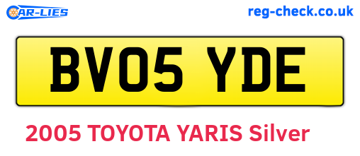BV05YDE are the vehicle registration plates.