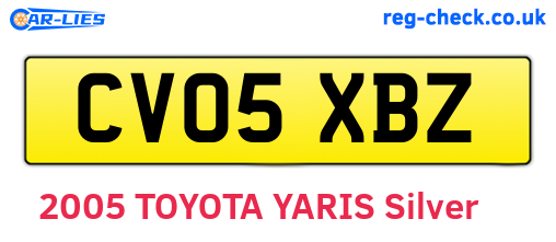 CV05XBZ are the vehicle registration plates.
