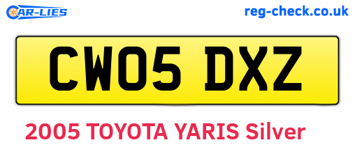 CW05DXZ are the vehicle registration plates.