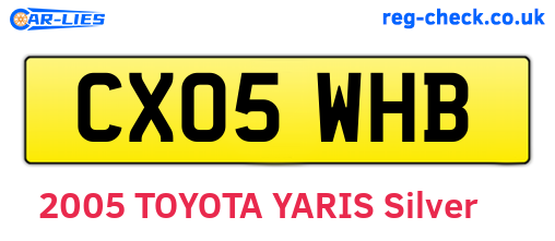 CX05WHB are the vehicle registration plates.