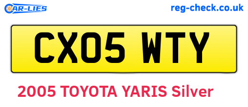 CX05WTY are the vehicle registration plates.
