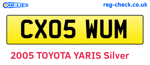 CX05WUM are the vehicle registration plates.