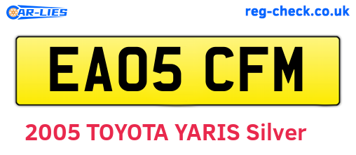 EA05CFM are the vehicle registration plates.