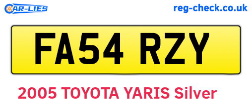 FA54RZY are the vehicle registration plates.