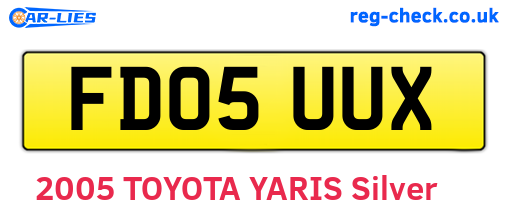 FD05UUX are the vehicle registration plates.