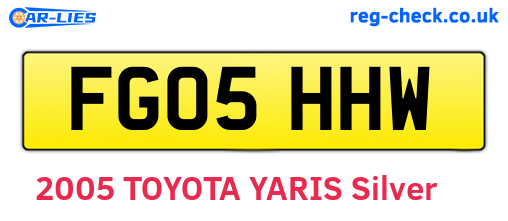 FG05HHW are the vehicle registration plates.