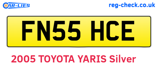 FN55HCE are the vehicle registration plates.