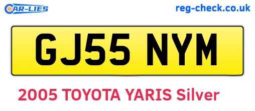 GJ55NYM are the vehicle registration plates.