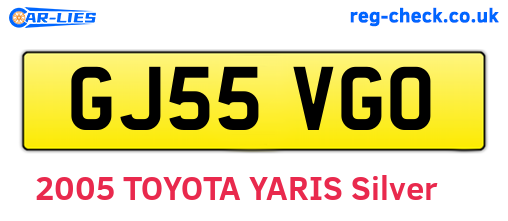 GJ55VGO are the vehicle registration plates.