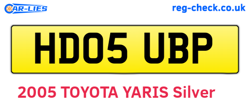 HD05UBP are the vehicle registration plates.