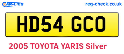 HD54GCO are the vehicle registration plates.