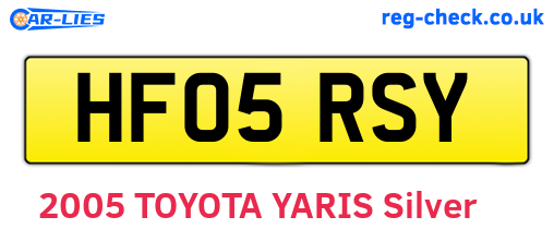 HF05RSY are the vehicle registration plates.