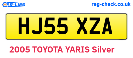 HJ55XZA are the vehicle registration plates.