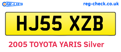 HJ55XZB are the vehicle registration plates.