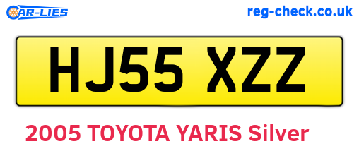 HJ55XZZ are the vehicle registration plates.