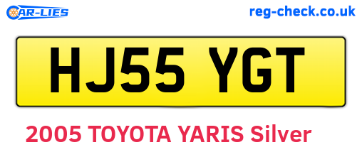 HJ55YGT are the vehicle registration plates.