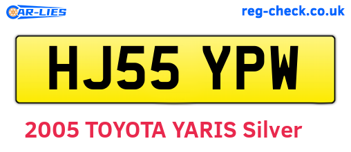 HJ55YPW are the vehicle registration plates.