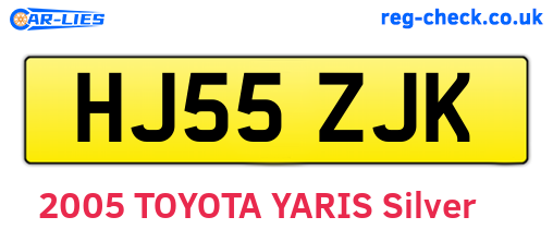 HJ55ZJK are the vehicle registration plates.