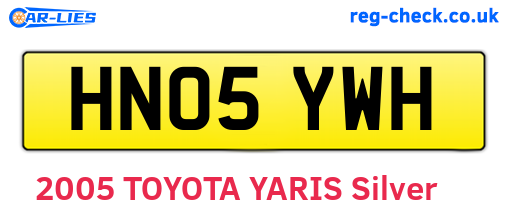HN05YWH are the vehicle registration plates.