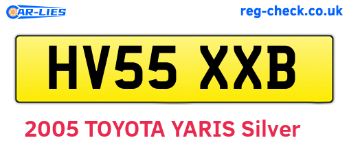 HV55XXB are the vehicle registration plates.