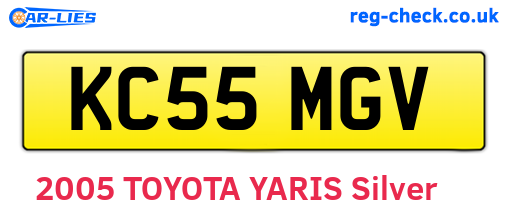 KC55MGV are the vehicle registration plates.