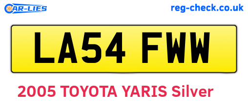 LA54FWW are the vehicle registration plates.