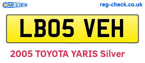 LB05VEH are the vehicle registration plates.
