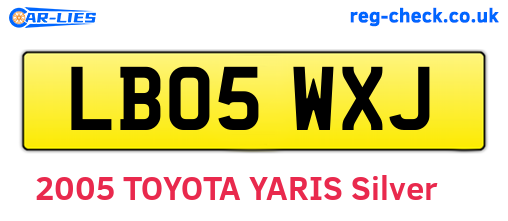 LB05WXJ are the vehicle registration plates.