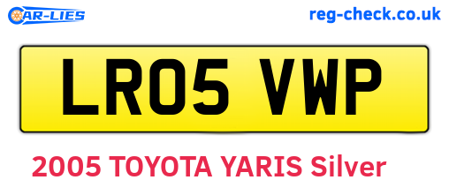 LR05VWP are the vehicle registration plates.