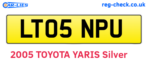 LT05NPU are the vehicle registration plates.