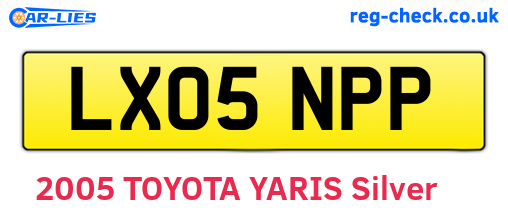 LX05NPP are the vehicle registration plates.