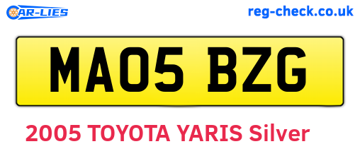 MA05BZG are the vehicle registration plates.