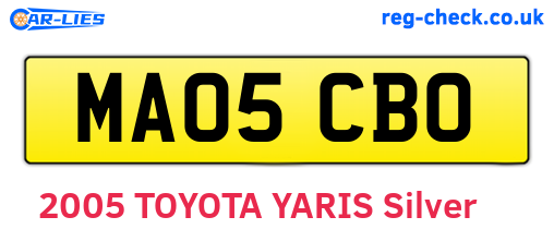 MA05CBO are the vehicle registration plates.