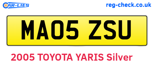 MA05ZSU are the vehicle registration plates.