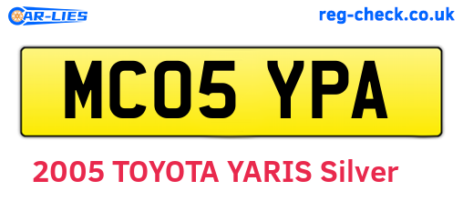 MC05YPA are the vehicle registration plates.