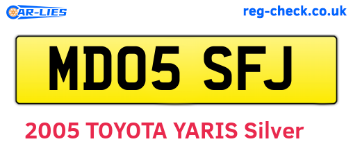 MD05SFJ are the vehicle registration plates.